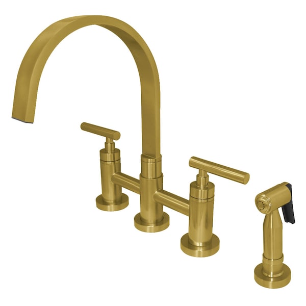 Manhattan 2-Handle Kitchen Faucet W/Brass Side Sprayer, Brass
